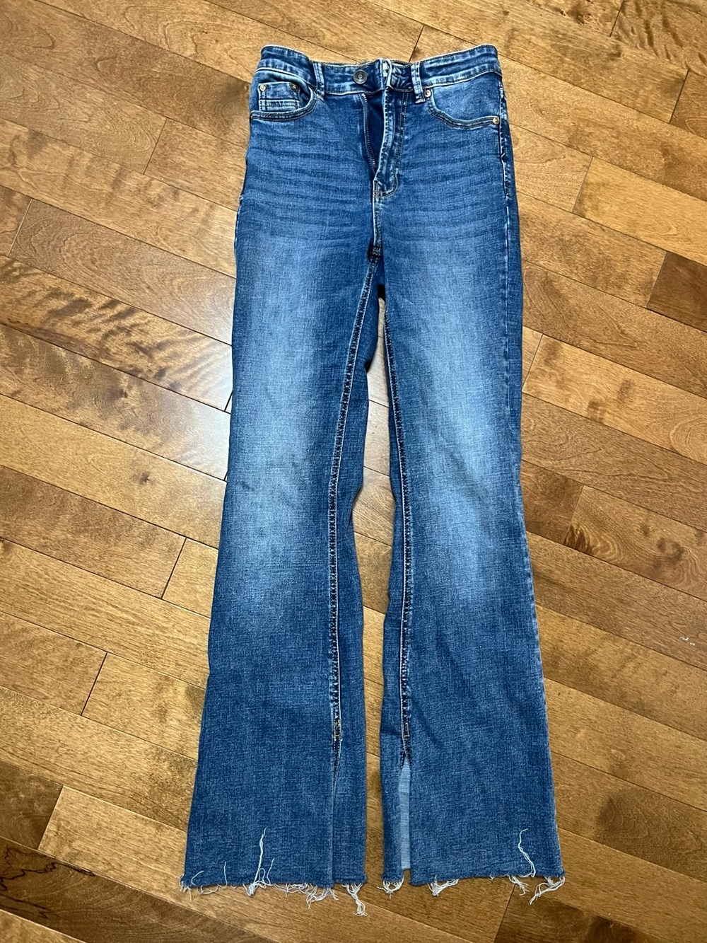 stradivarius Blue Faded Flare Jeans